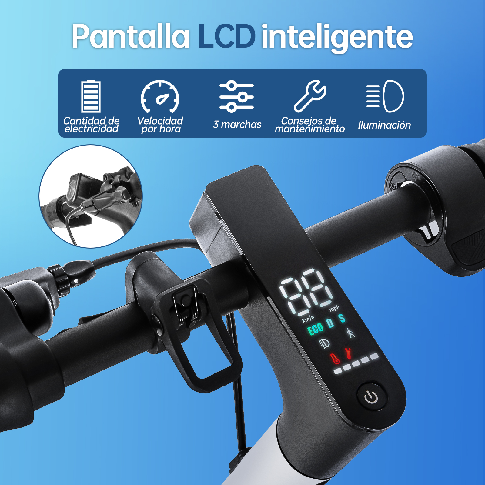 S2 Scooter Eléctrico Plegable Blanco