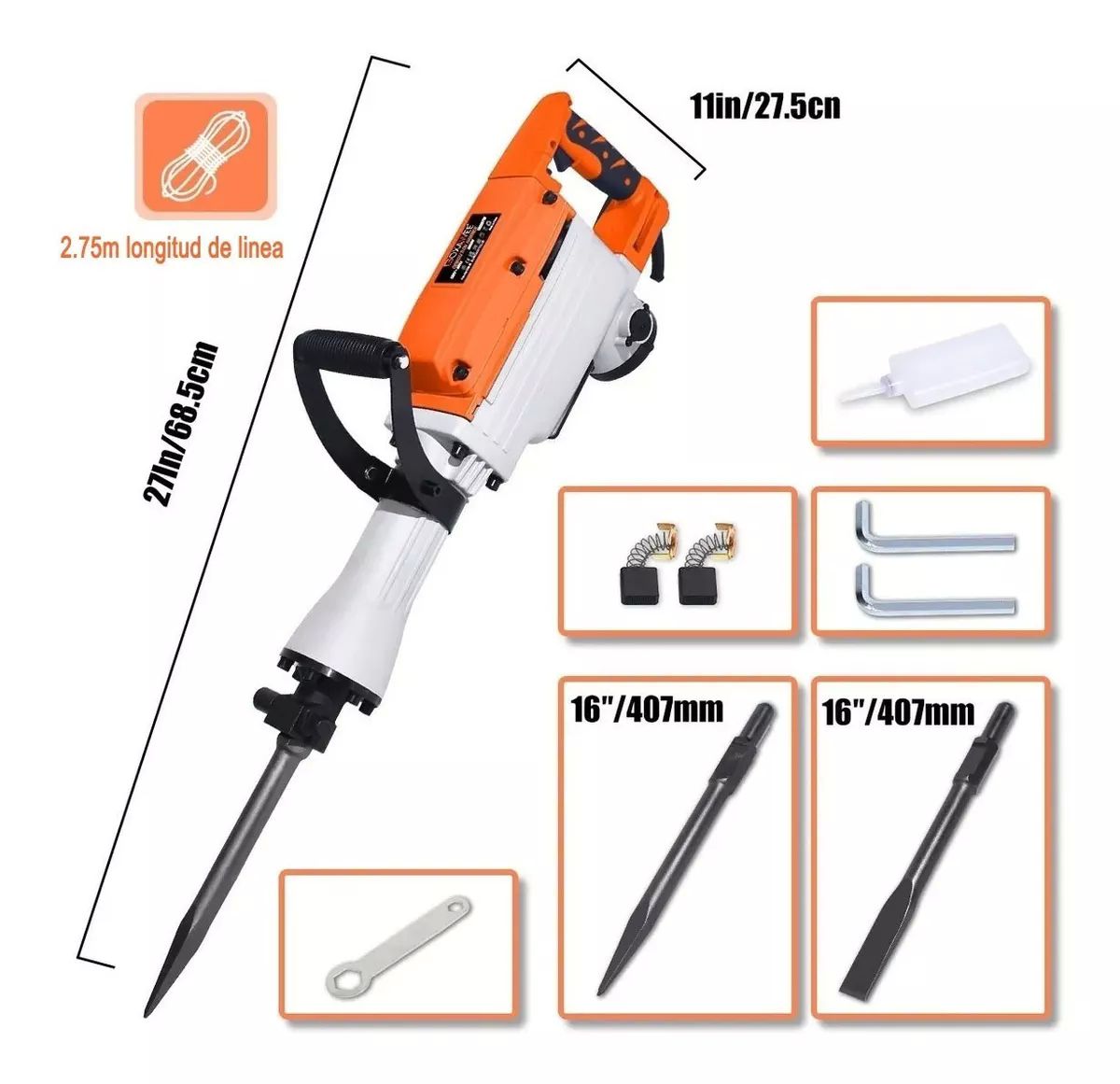 Martillo Demoledor Rompedor Herramientas 2000w Goxawee.