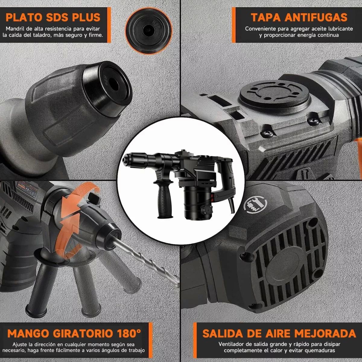 Taladro Roto Martillo Rotomartillo Electrico Perforador Sds