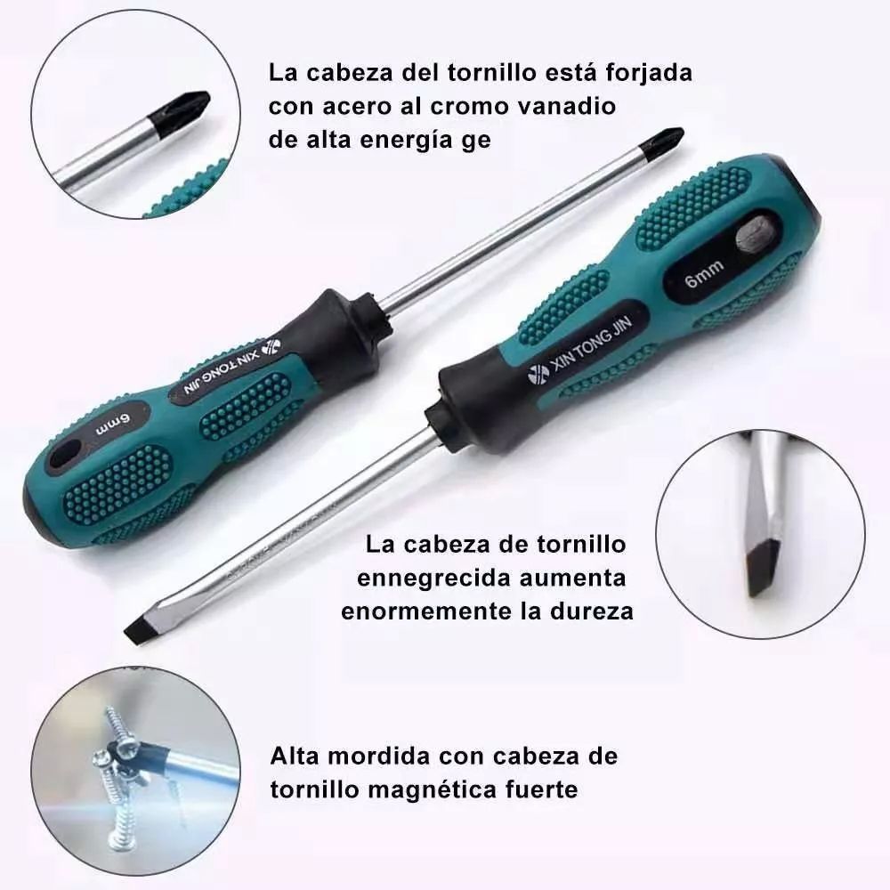 Juego De Destornilladores 9 Pzs Herramientas Cómodos Magnéticas.