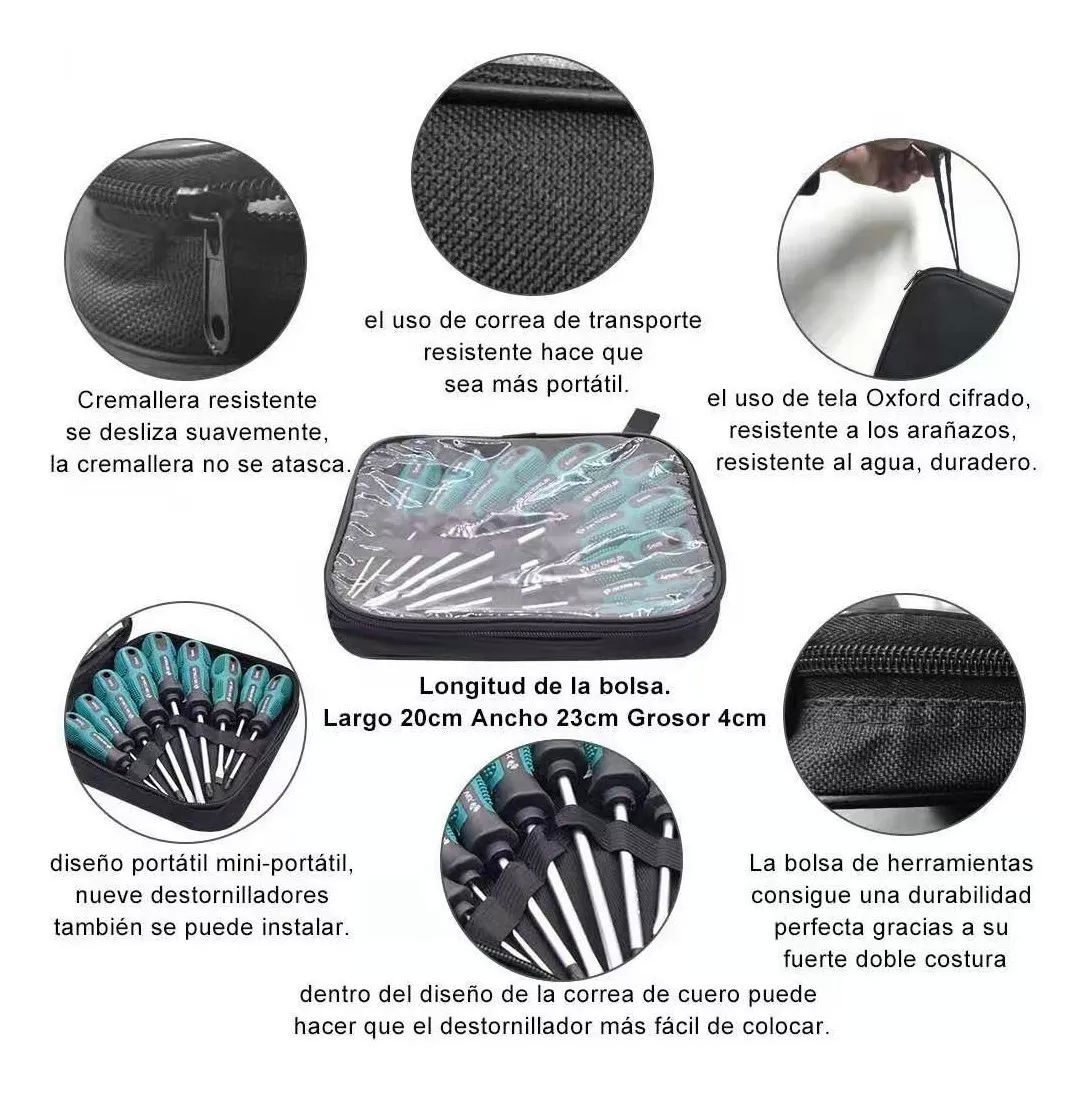 Juego De Destornilladores 9 Pzs Herramientas Cómodos Magnéticas.