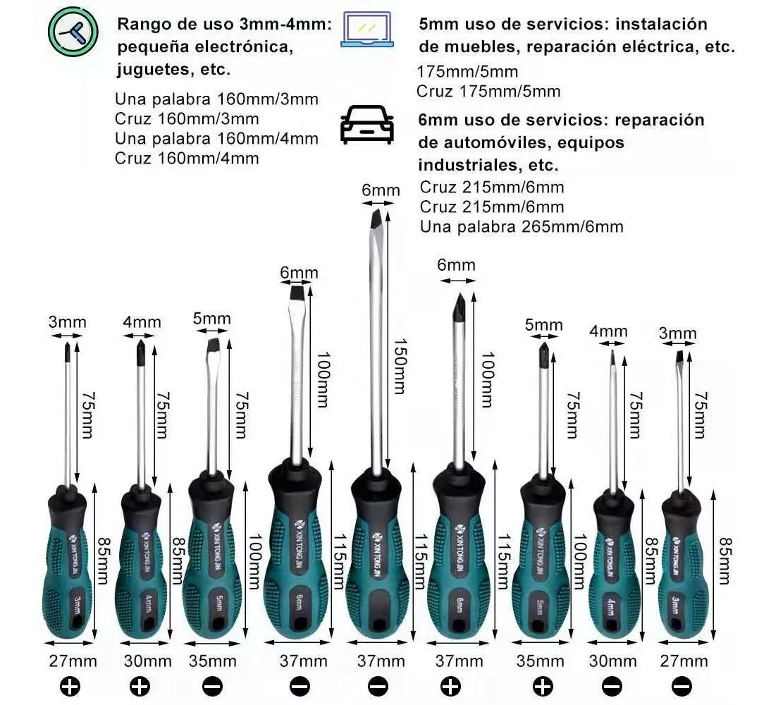 Juego De Destornilladores 9 Pzs Herramientas Cómodos Magnéticas.