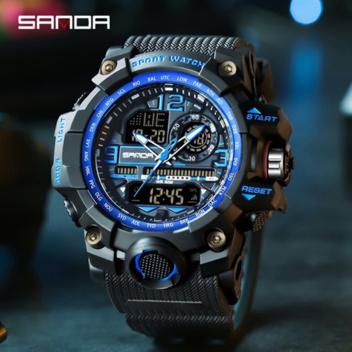 Reloj Hombres Digital Moda Deportiva Impermeable Azul