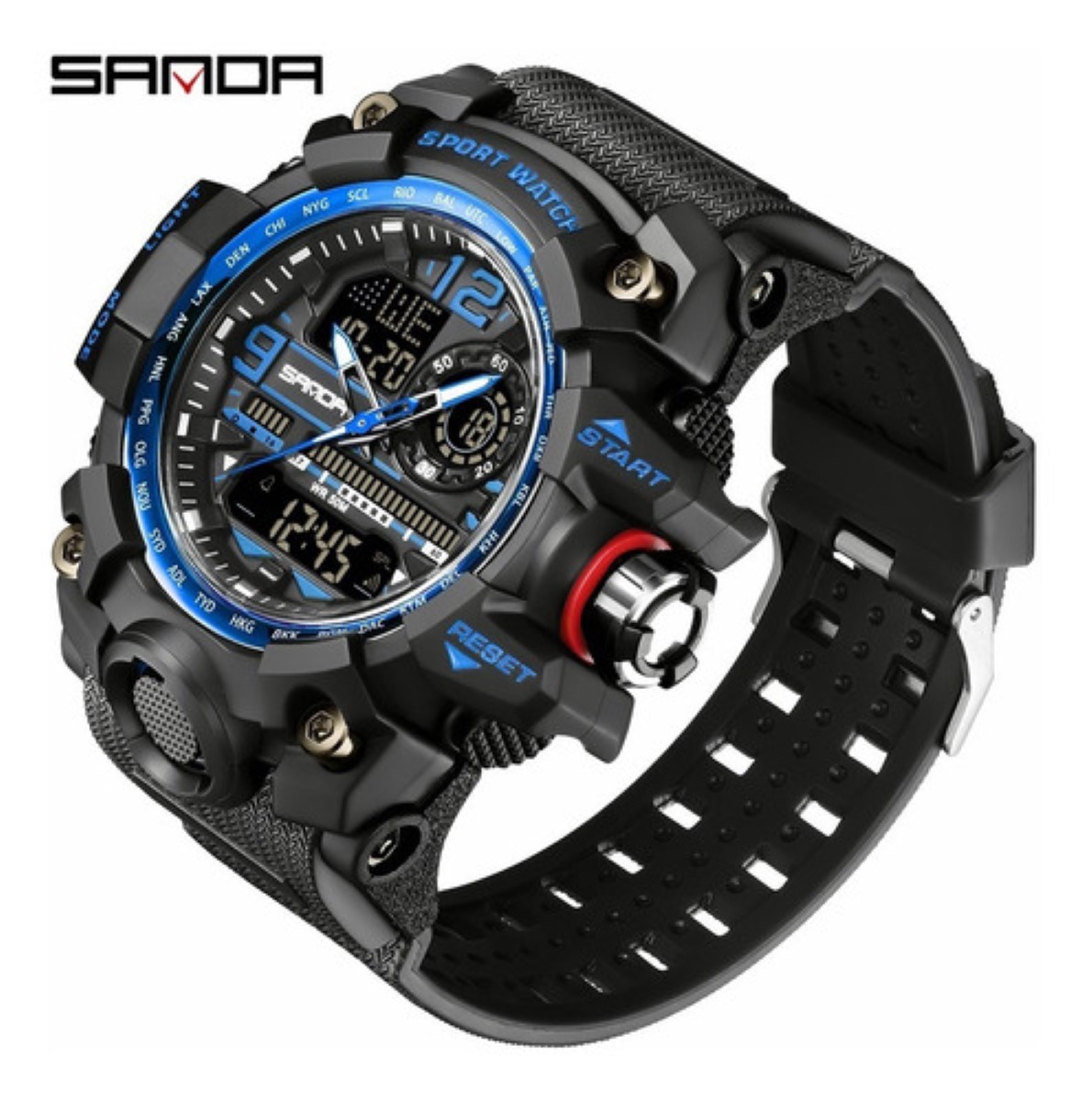 Reloj Hombres Digital Moda Deportiva Impermeable Azul