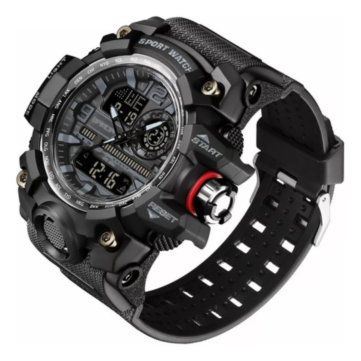 Reloj Hombres Digital Moda Deportiva Impermeable Negro