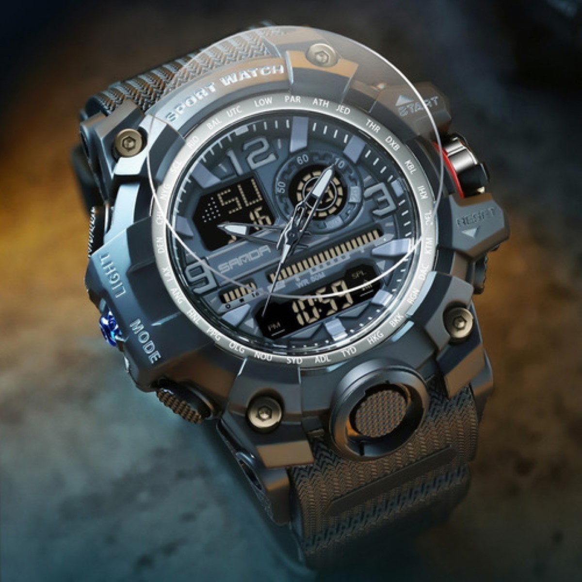 Reloj Hombres Digital Moda Deportiva Impermeable Negro