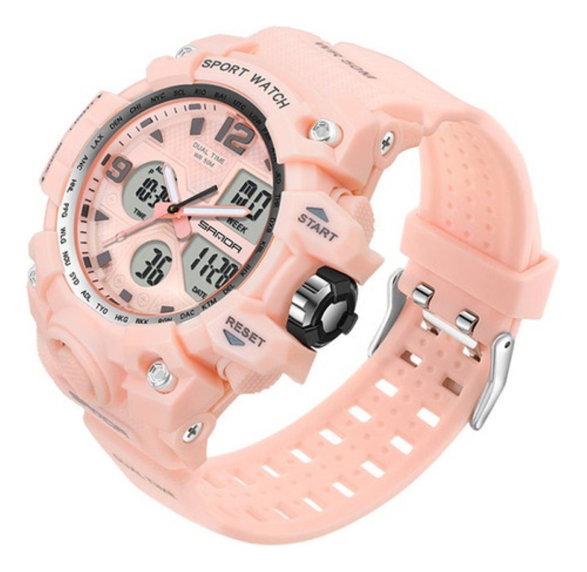 Reloj Para Mujer Moda Deportivo Moda Impermeable Rosa 