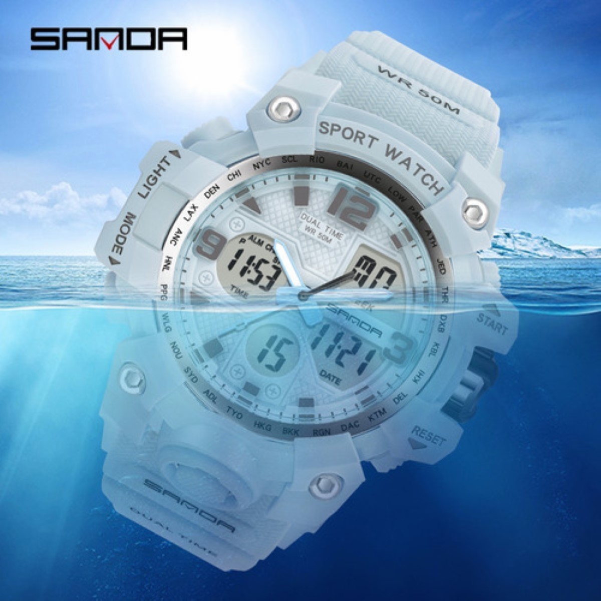 Reloj Para Mujer Moda Deportivo Moda Impermeable Azul