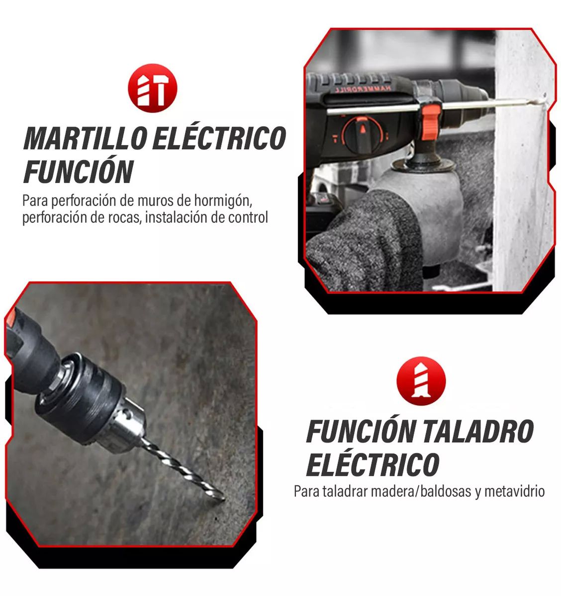 Taladros Rotomartillo Inalámbrica Sds-plus Ironhoof 3 Modos