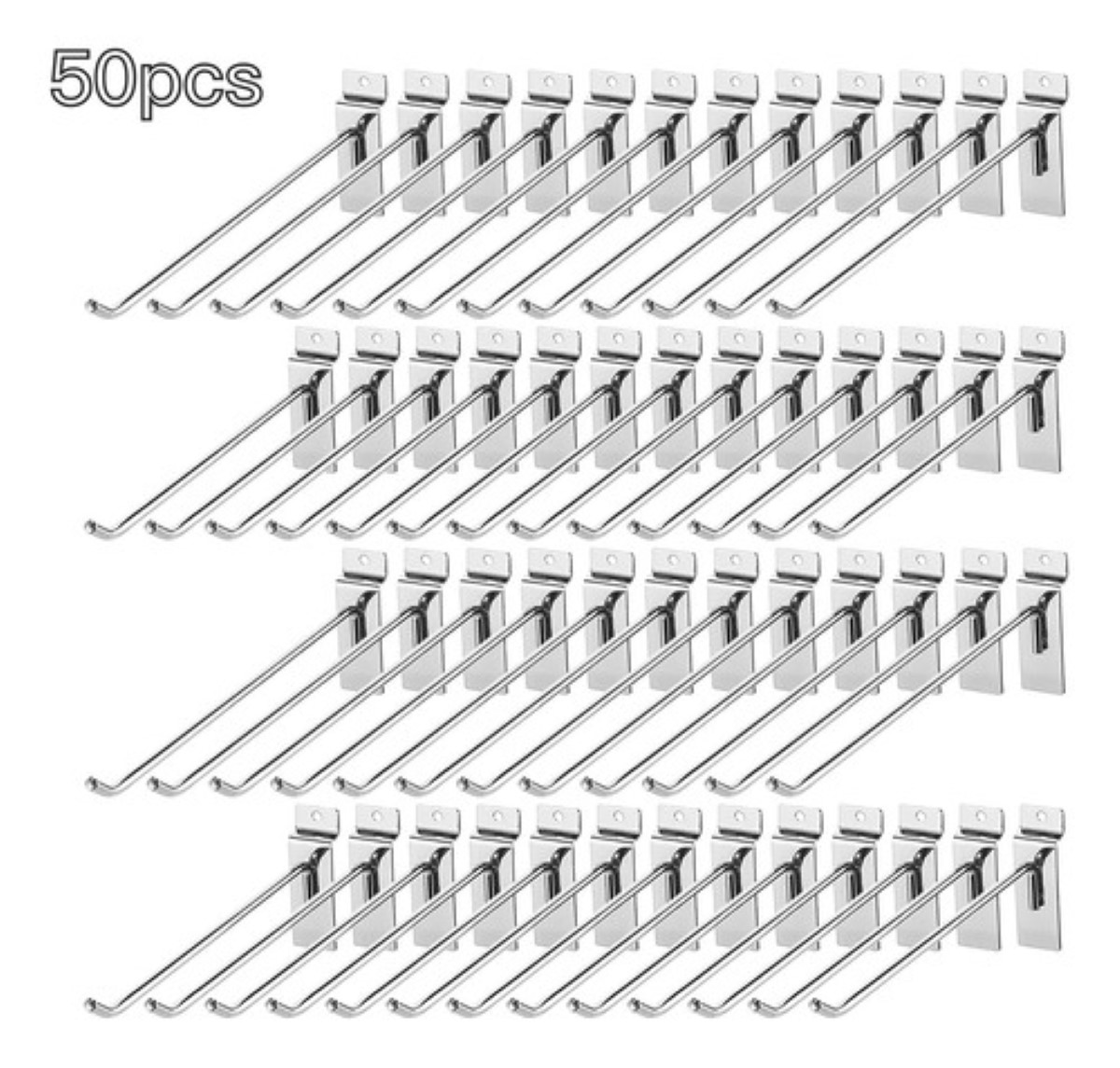 Gancho Blister Panel Ranurado Exhibipanel 20 cm 50 Piezas, Plata