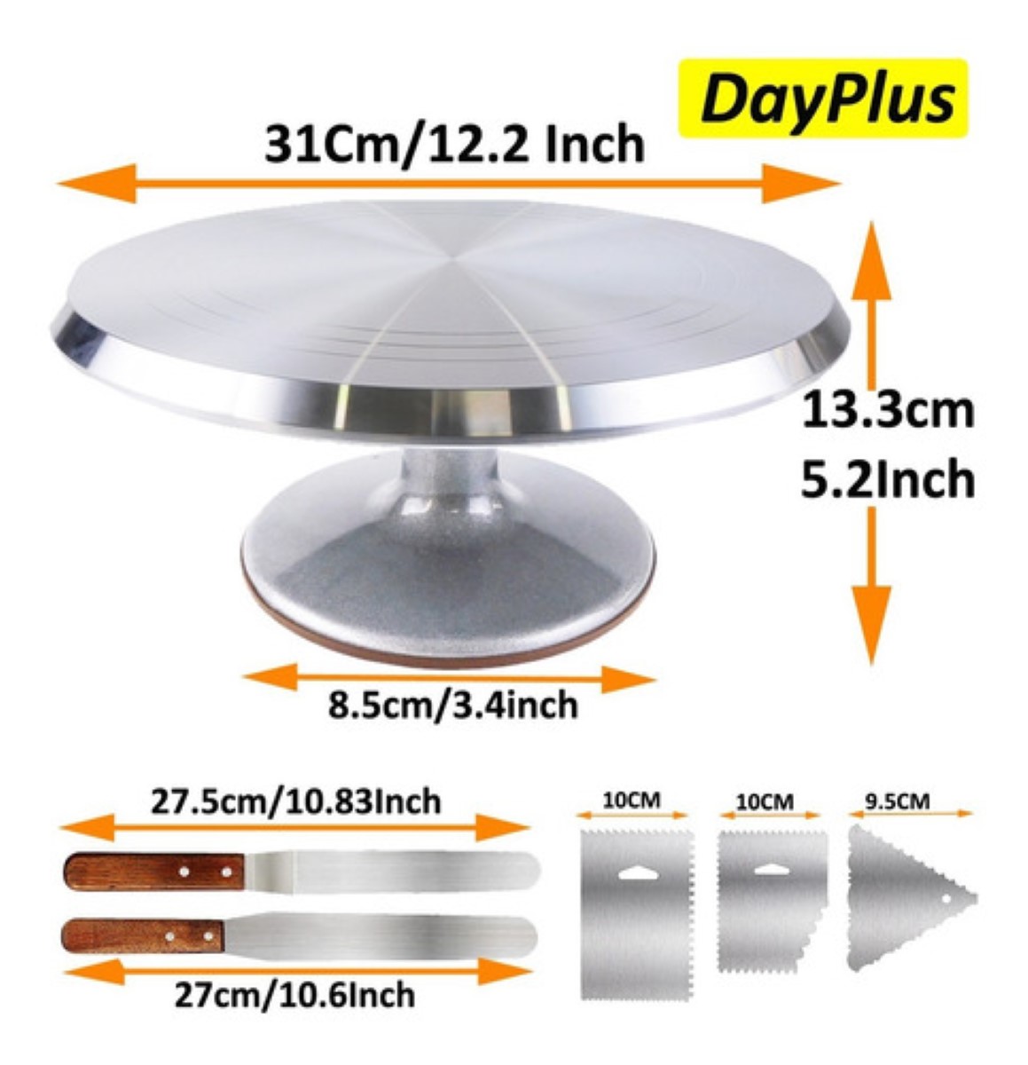 Base Giratoria Para Pasteles O Repostería Decorar Aluminio, Plata
