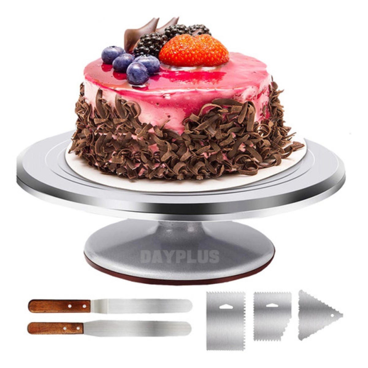Base Giratoria Para Pasteles O Repostería Decorar Aluminio, Plata