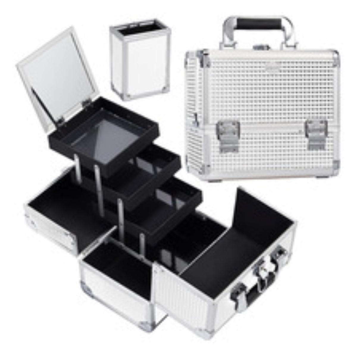 Neceser Maletín Metálico Reforzado Cosmetiquera Profesional Color Plateado