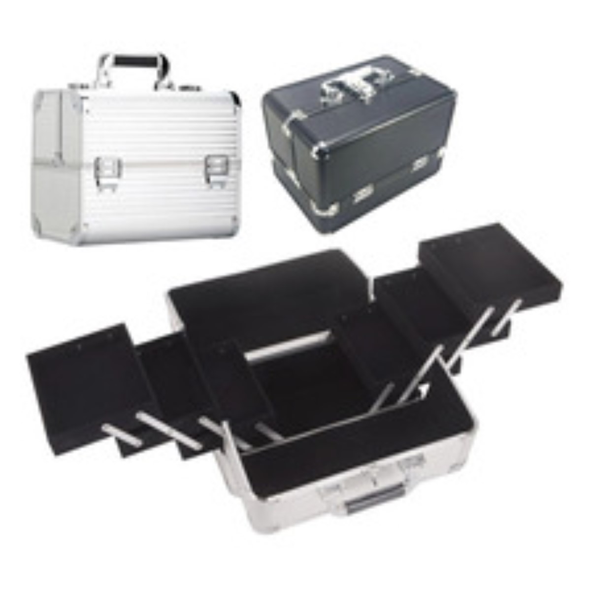 Neceser Maletín Metálico Reforzado Cosmetiquera Profesional Color Plateado