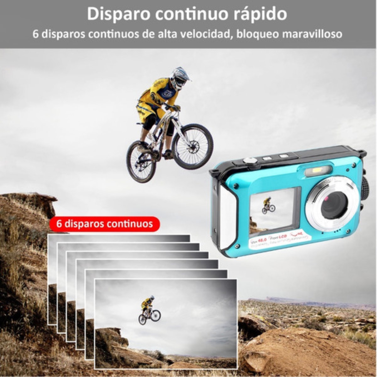 Cámara Digital Submarina Impermeable Full Hd 2.7k 48mp Azul 