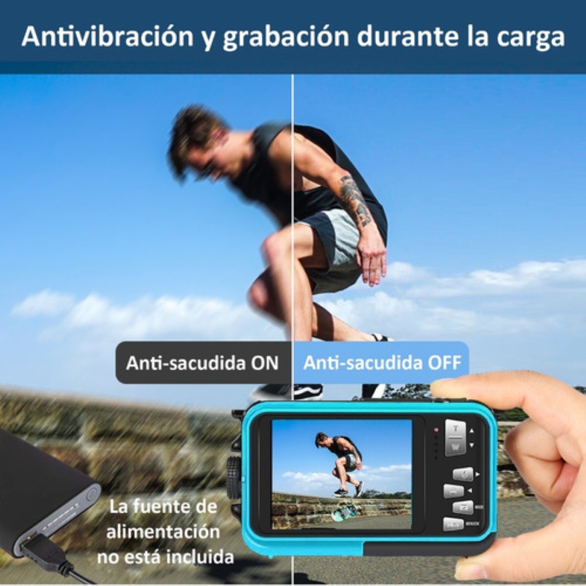 Cámara Digital Submarina Impermeable Full Hd 2.7k 48mp Azul 