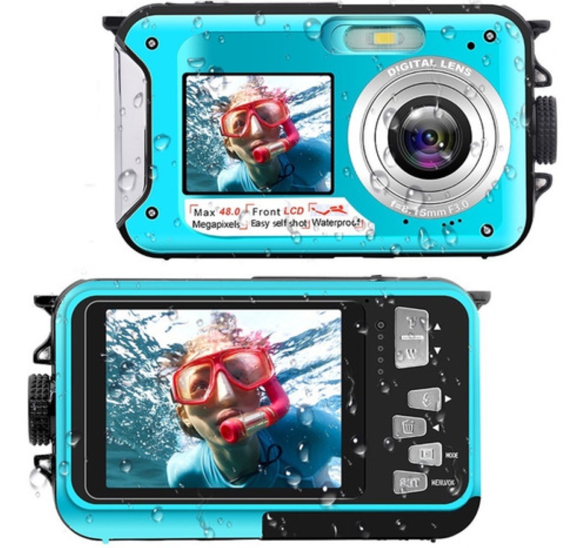 Cámara Digital Submarina Impermeable Full Hd 2.7k 48mp Azul 