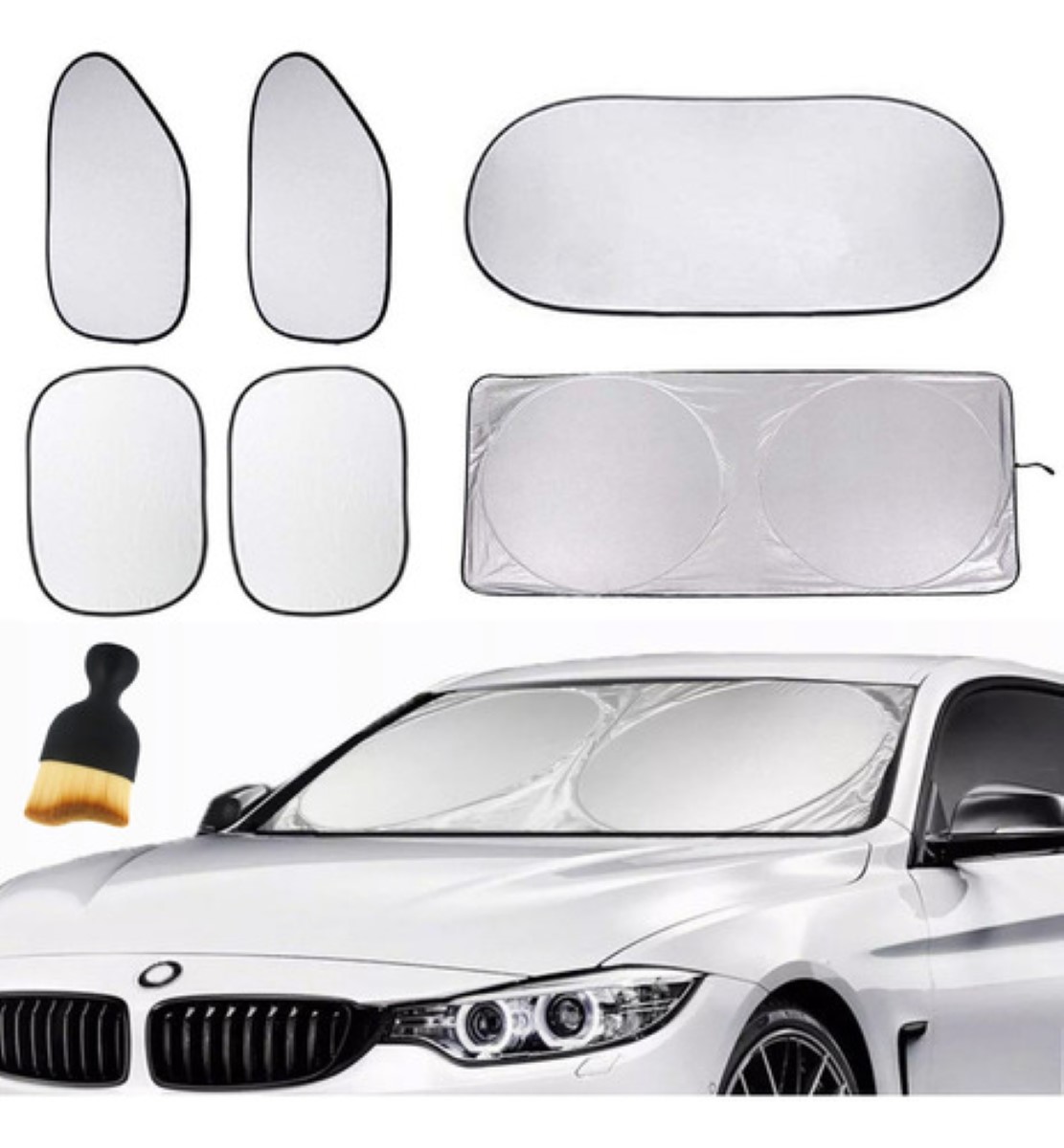 Parasoles Set De Parabrisas Para Coche 6 Pzs ,y Cepillar Plata 