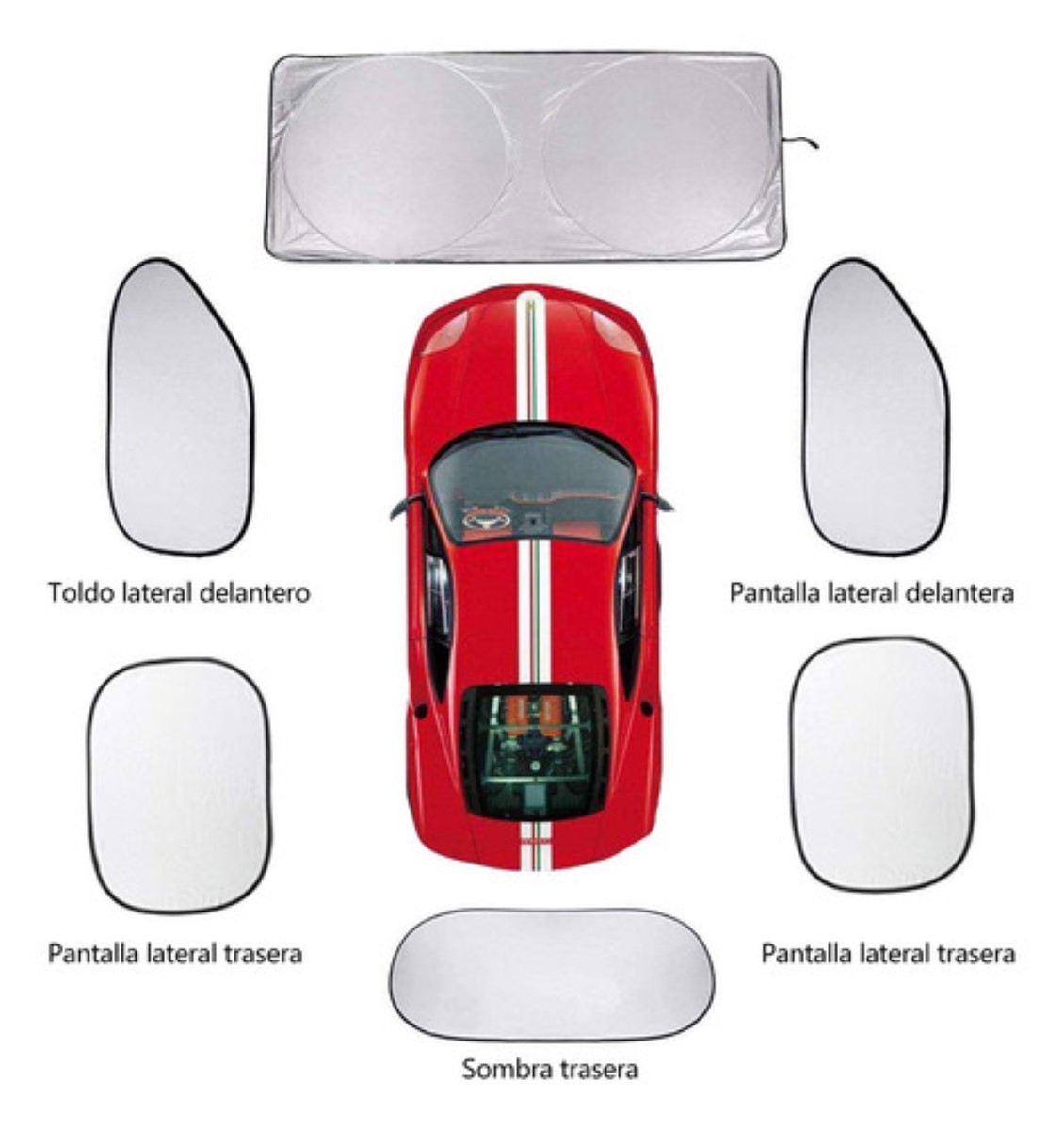 Parasoles Set De Parabrisas Para Coche 6 Pzs ,y Cepillar Plata 
