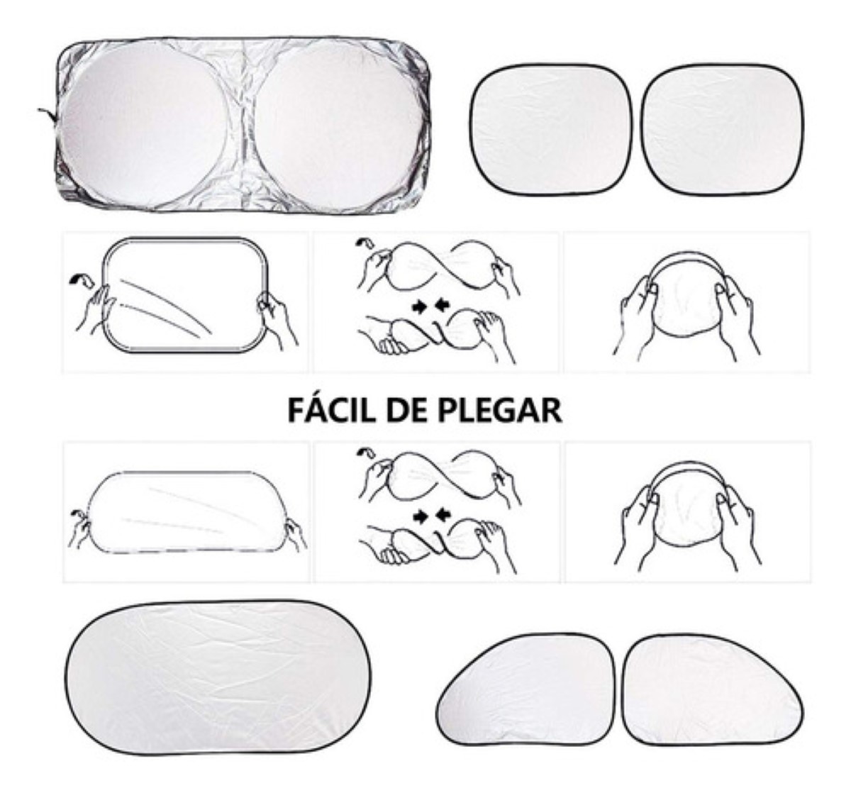 Parasoles Set De Parabrisas Para Coche 6 Pzs ,y Cepillar Plata 