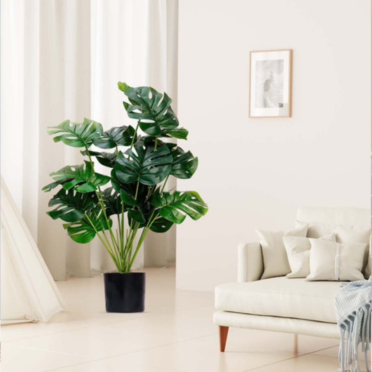 Plantas Palma Artificial Hojas Tortuga Decorativas 36 Piezas Verde