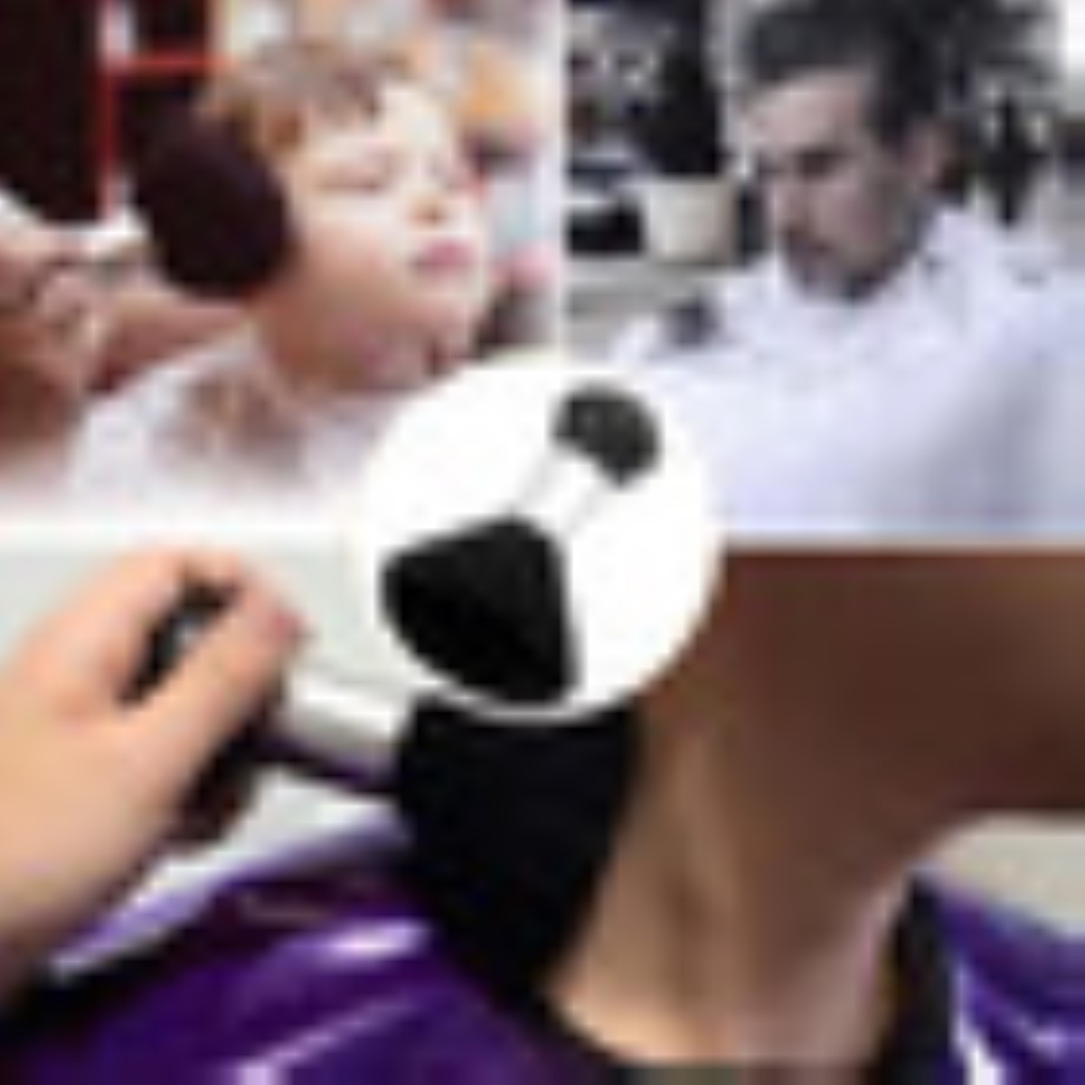 Capa De Barbería Al Agua Y Cepillo Repelente 2 Piezas Negro/Blanco Rallado