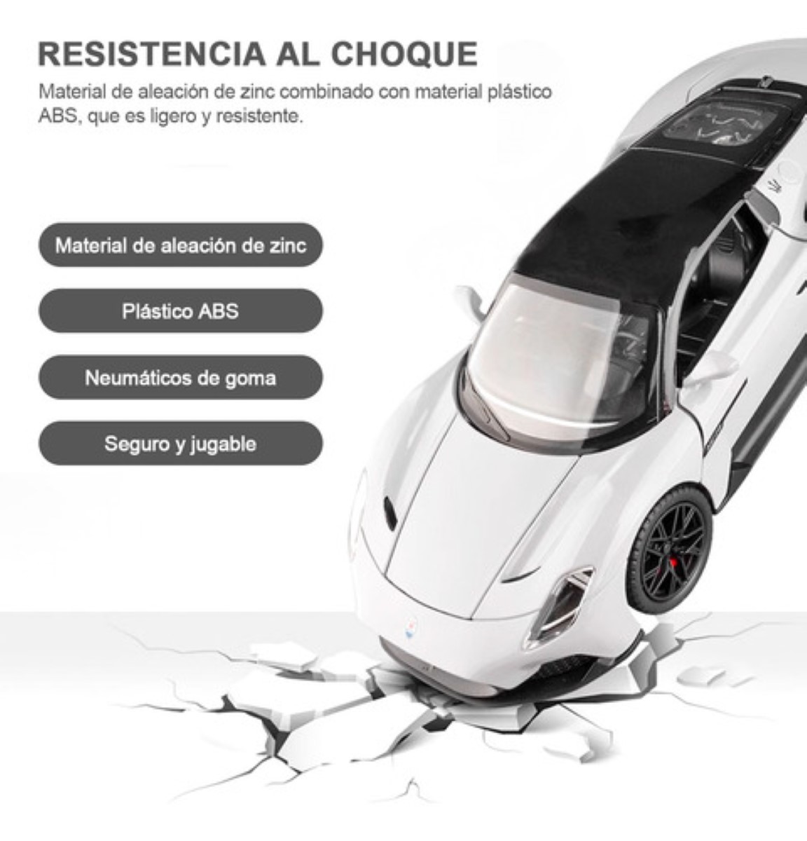 Autos Metal Modelo Escala 1:32 Con Luz +música Blanco