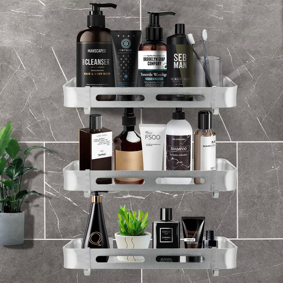 Estante Esquinero Organizador Inoxidable Para Baño 3uds