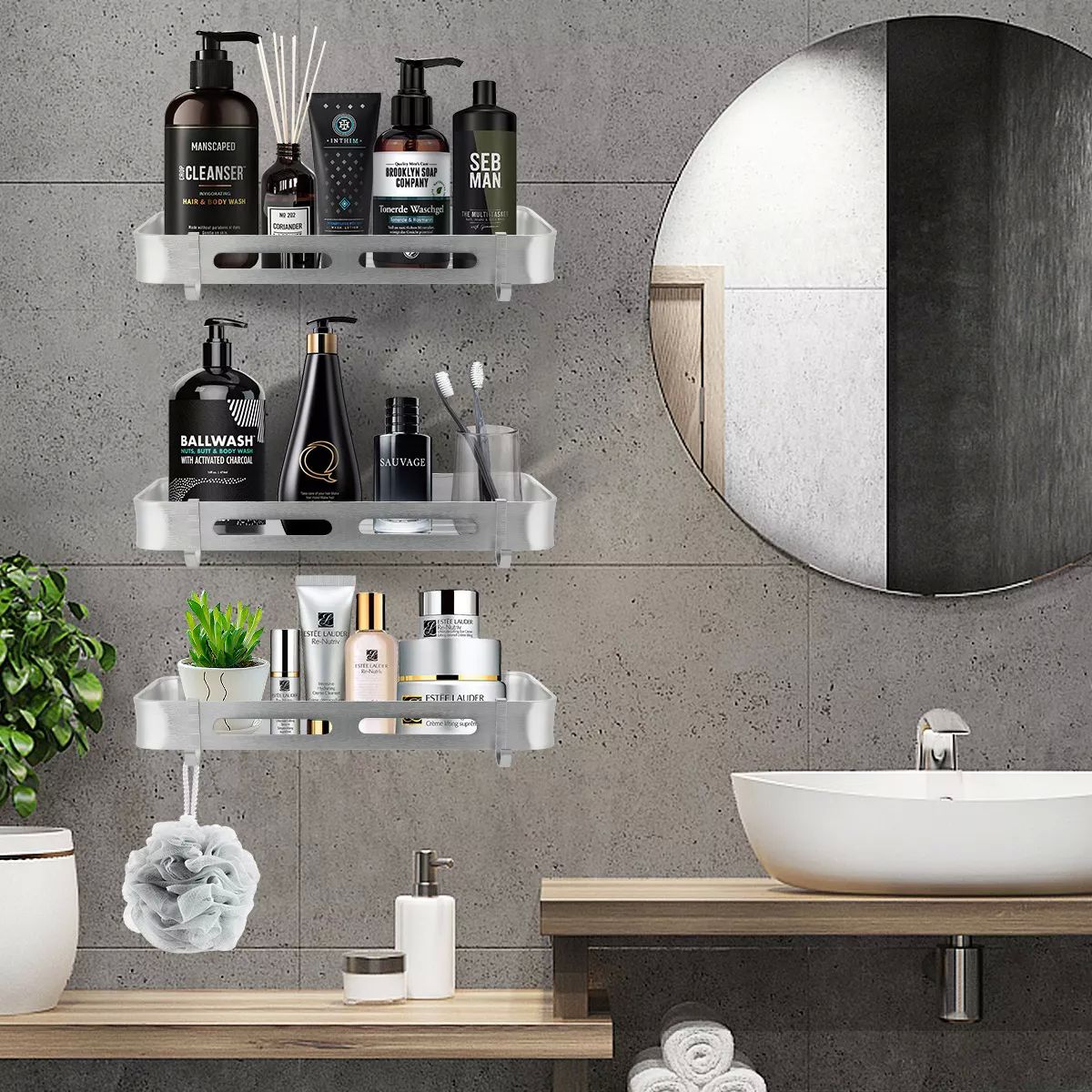 Estante Esquinero Organizador Inoxidable Para Baño 3uds