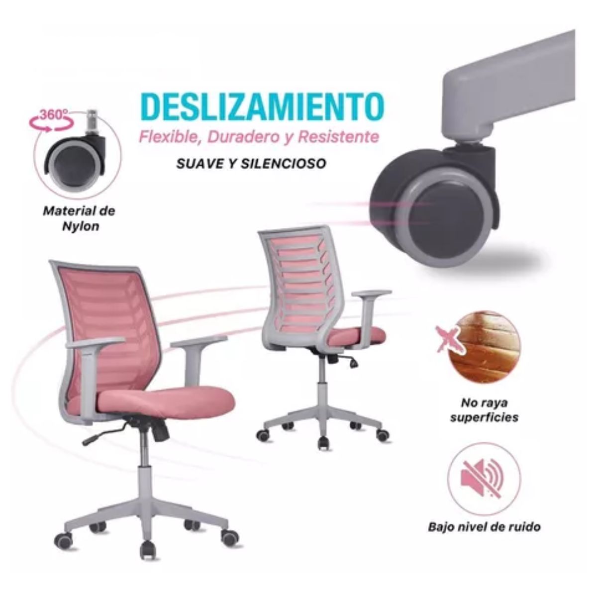 Silla Oficina Ejecutiva De Escritorio Ergonómica Rosa Pálido