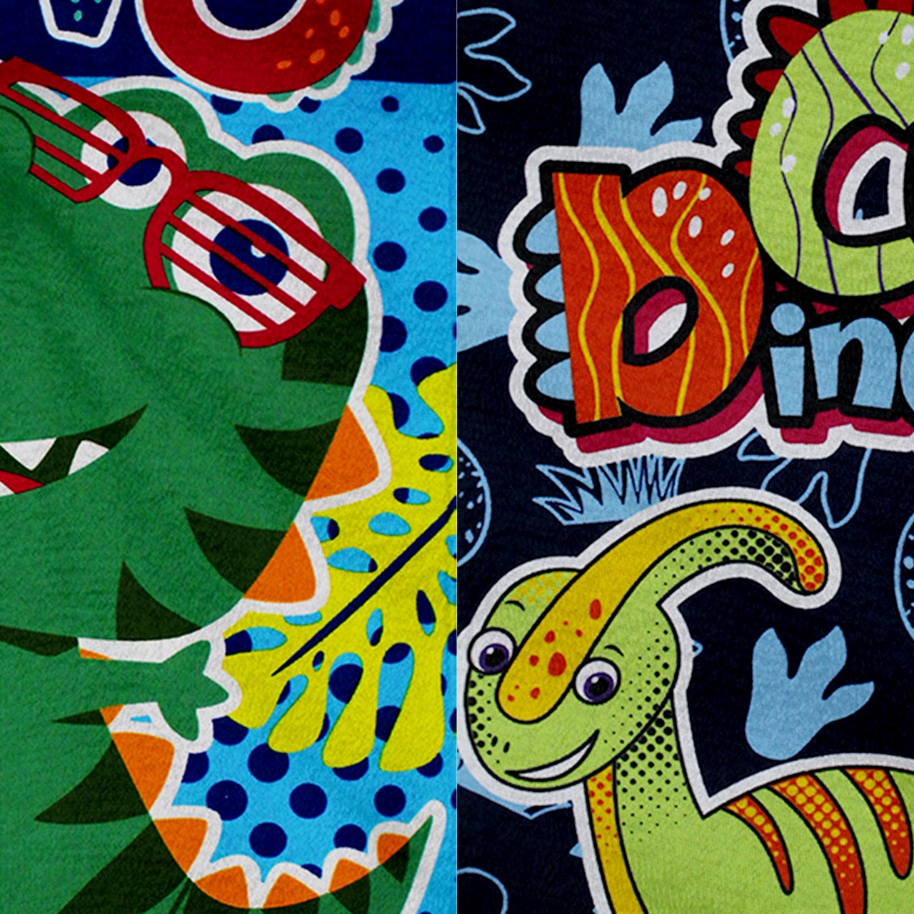 Set 2 Toallas De Baño Grande Diseño Dinosaurios Microfibra de Poliéster Suave Absorbente Secado Rápido Multiuso