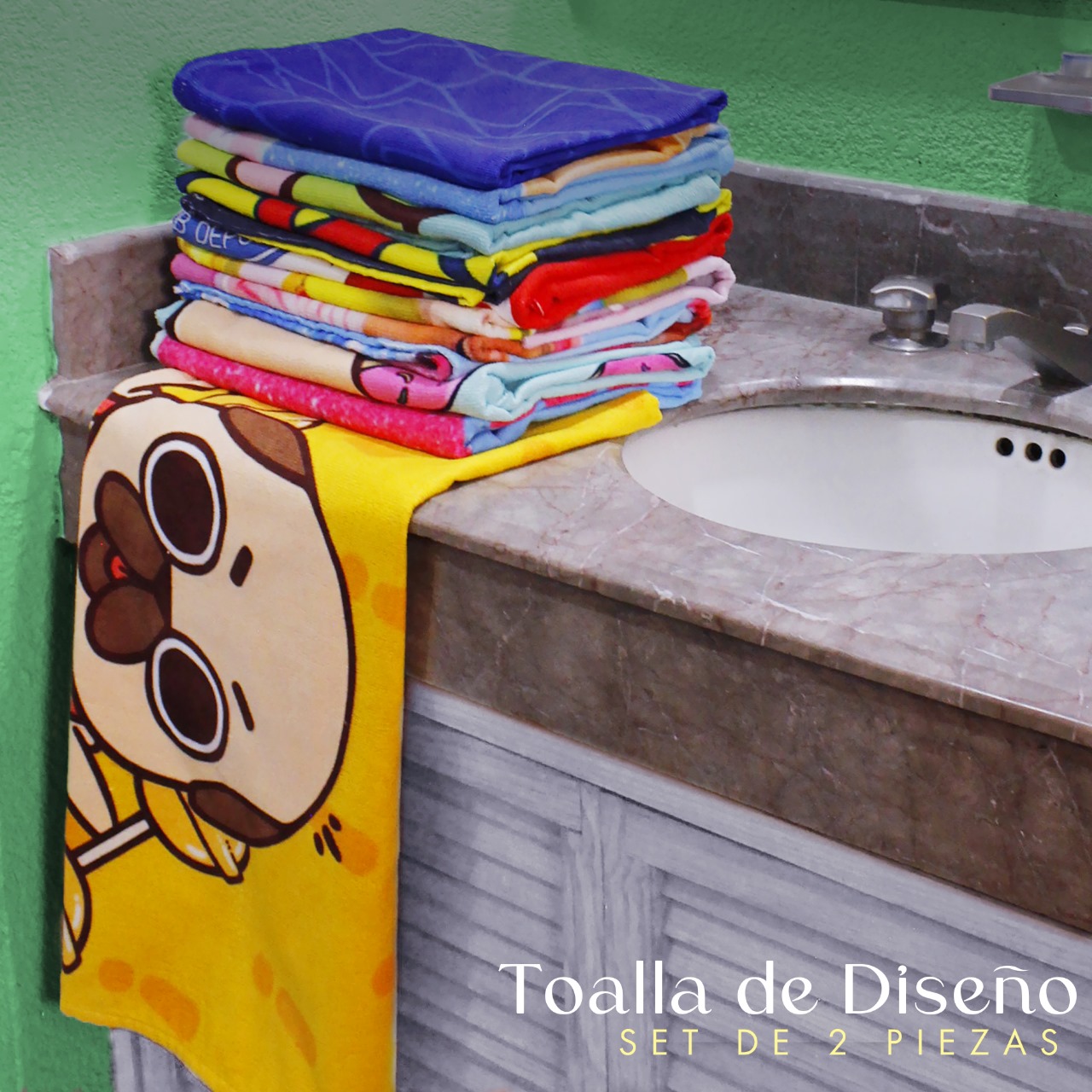 Set 2 Toallas De Baño Grande Diseño Dinosaurios Microfibra de Poliéster Suave Absorbente Secado Rápido Multiuso