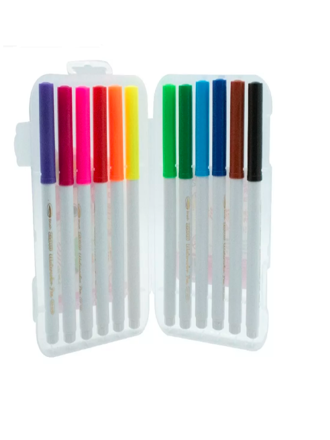 12 Plumones Punta Pincel Base Agua Colorear Rotulador