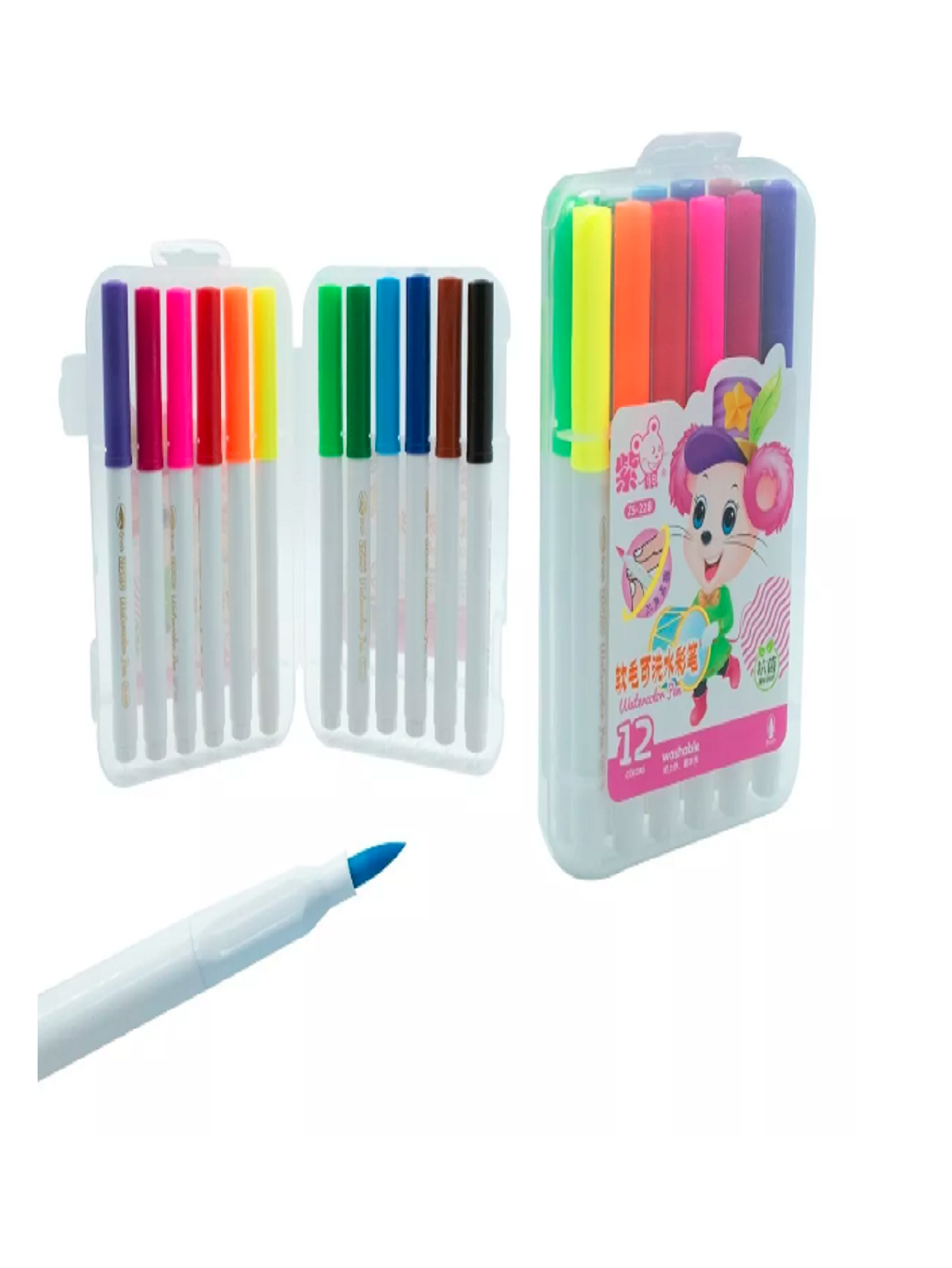 12 Plumones Punta Pincel Base Agua Colorear Rotulador