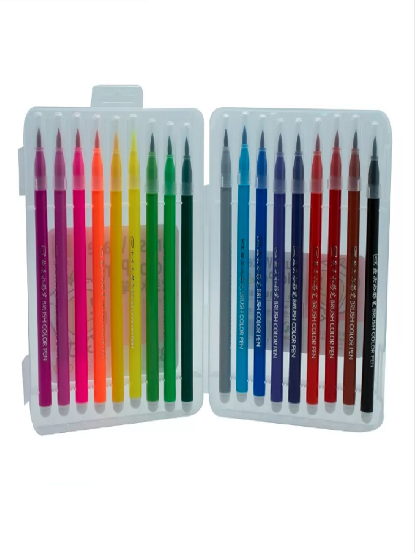 18 Plumones Punta Pincel Base Agua Colorear Rotulador