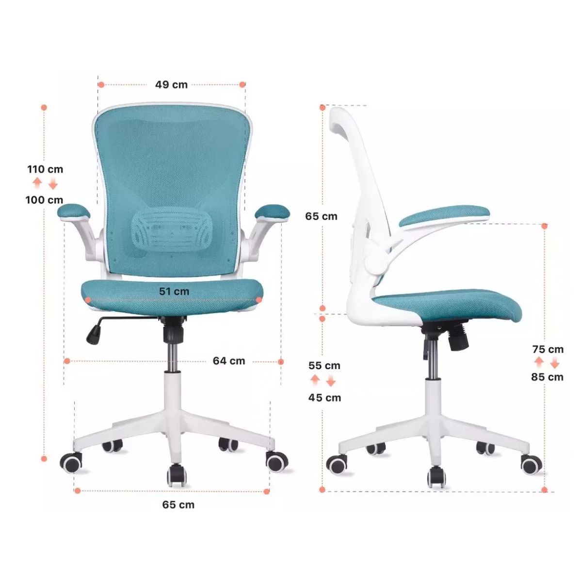 Silla Oficina Ejecutiva De Escritorio Ergonómica Color Azul Cerúleo