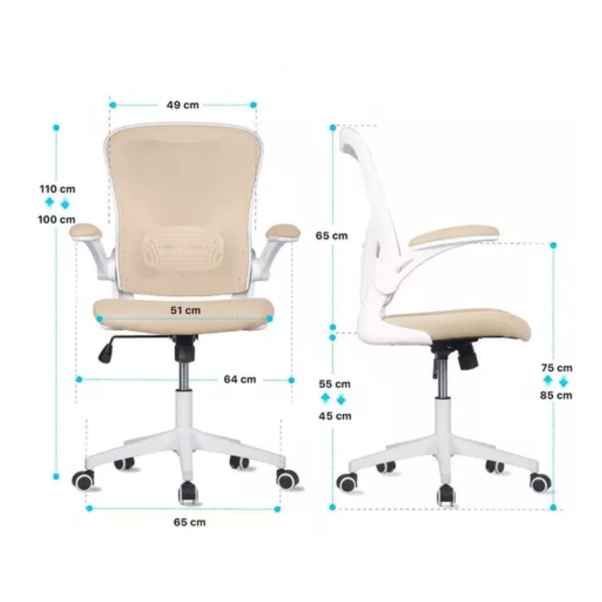 Silla Oficina Ejecutiva De Escritorio Ergonómica Color Beige Champagne