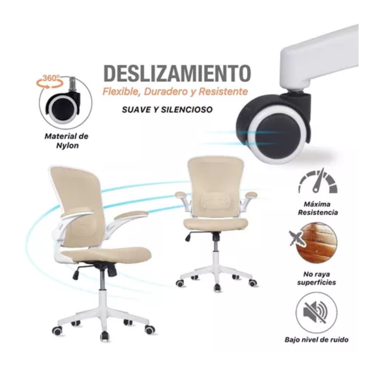 Silla Oficina Ejecutiva De Escritorio Ergonómica Color Beige Champagne