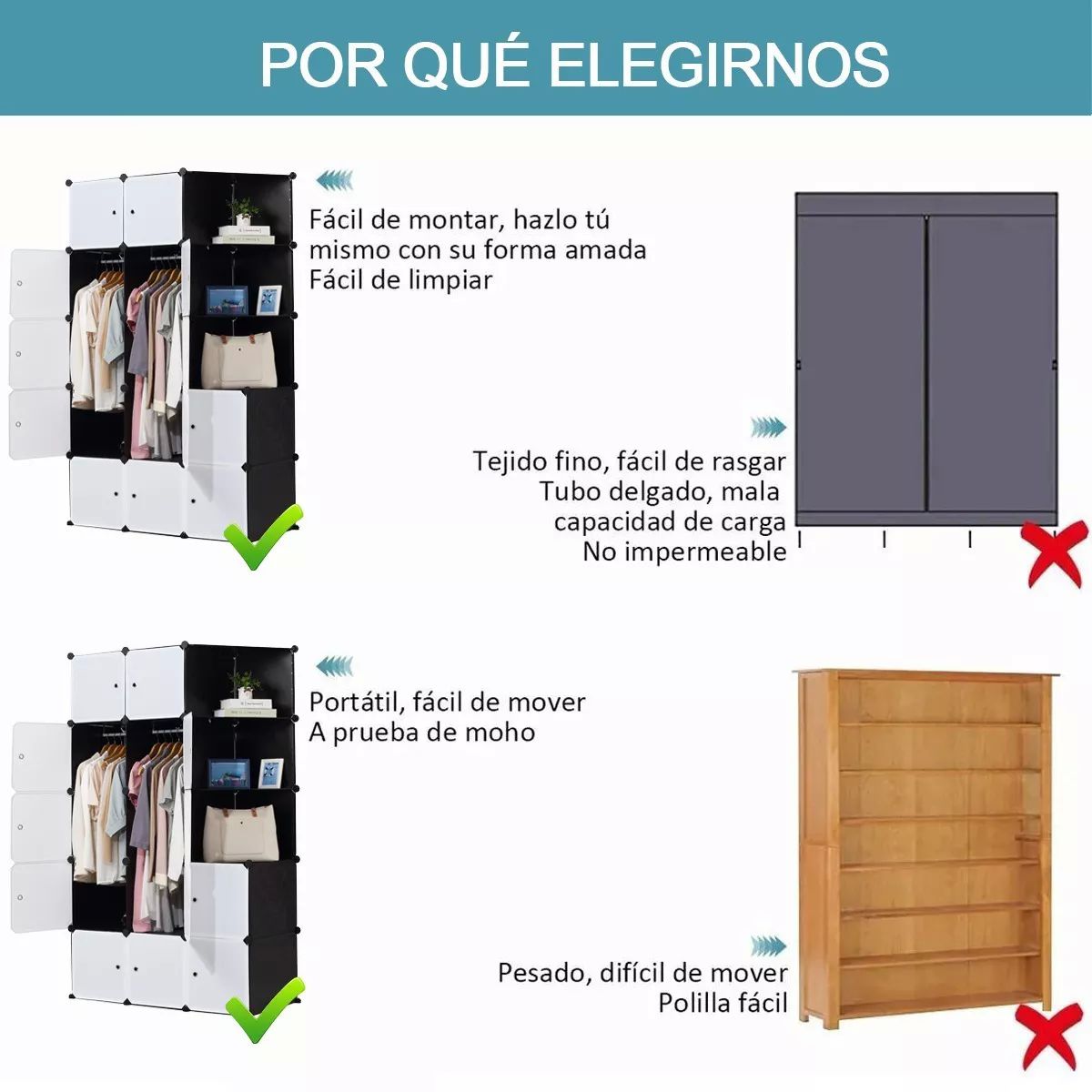 Armario De Plástico Portátil Con 15 Compartimentos