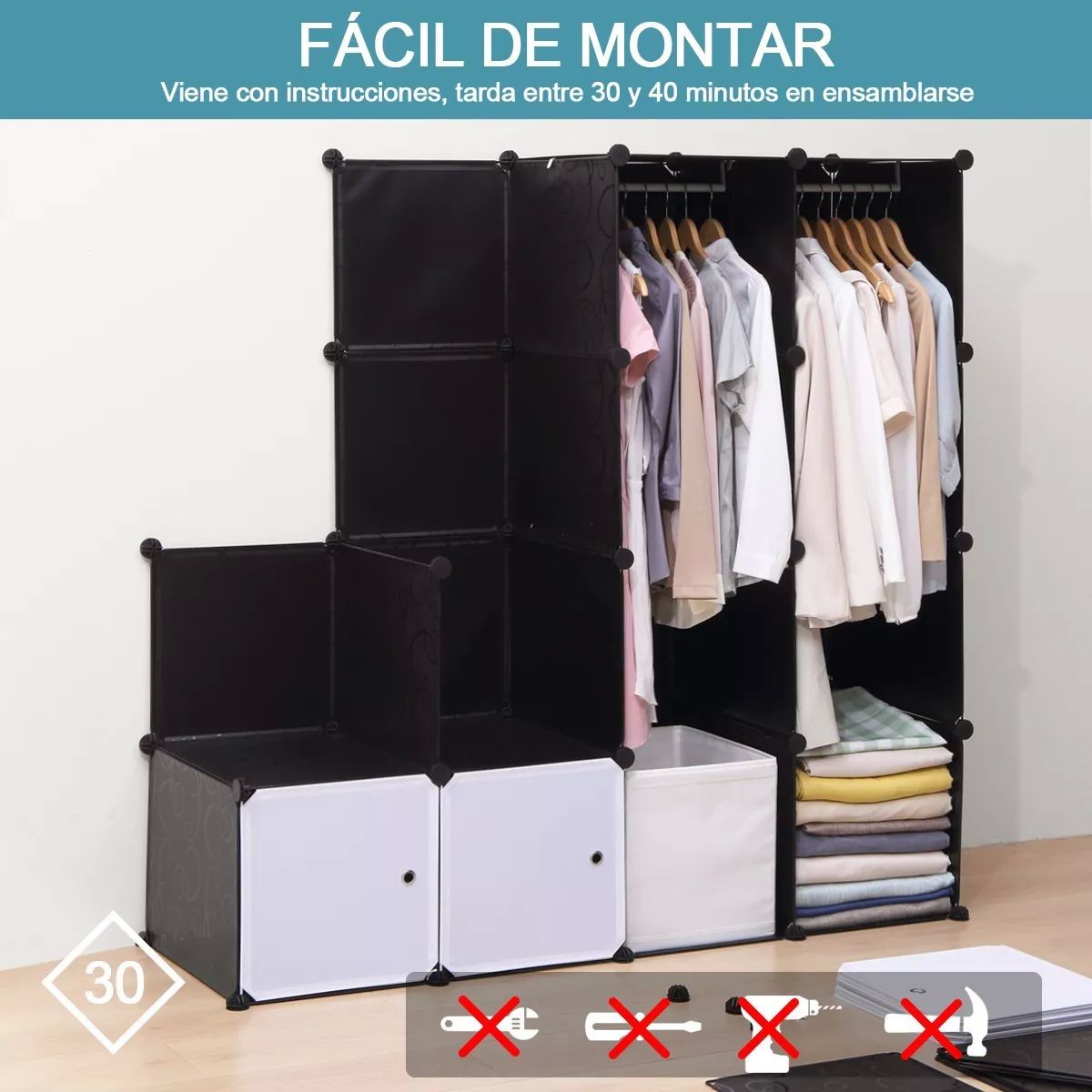 Armario De Plástico Portátil Con 15 Compartimentos