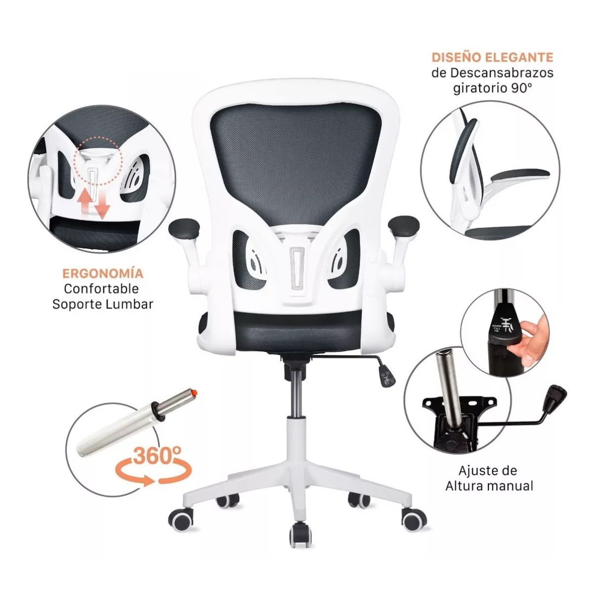 Silla Oficina Ejecutiva De Escritorio Ergonómica Color Gris Plata