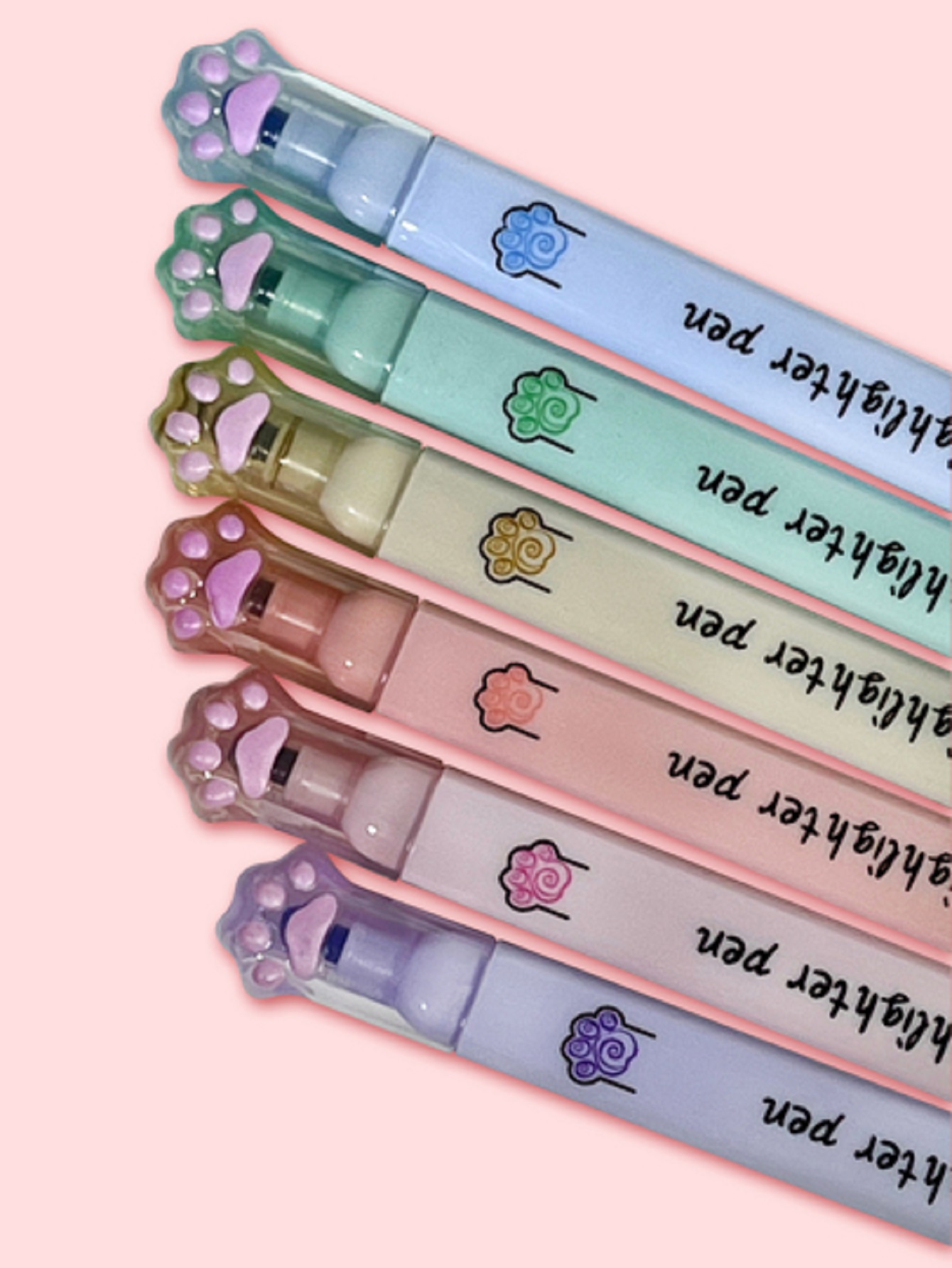 6 Marcatextos Gatito Papeleria Kawai