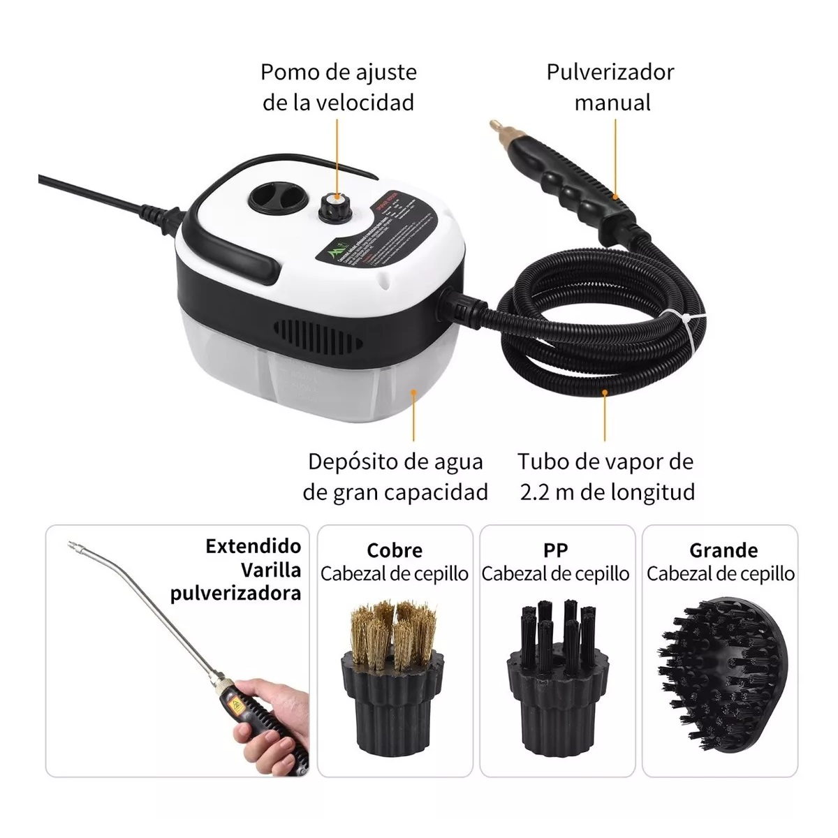 Limpiador A Vapor De Alta Presión Portátil 3500w 6 Marchas Rojo