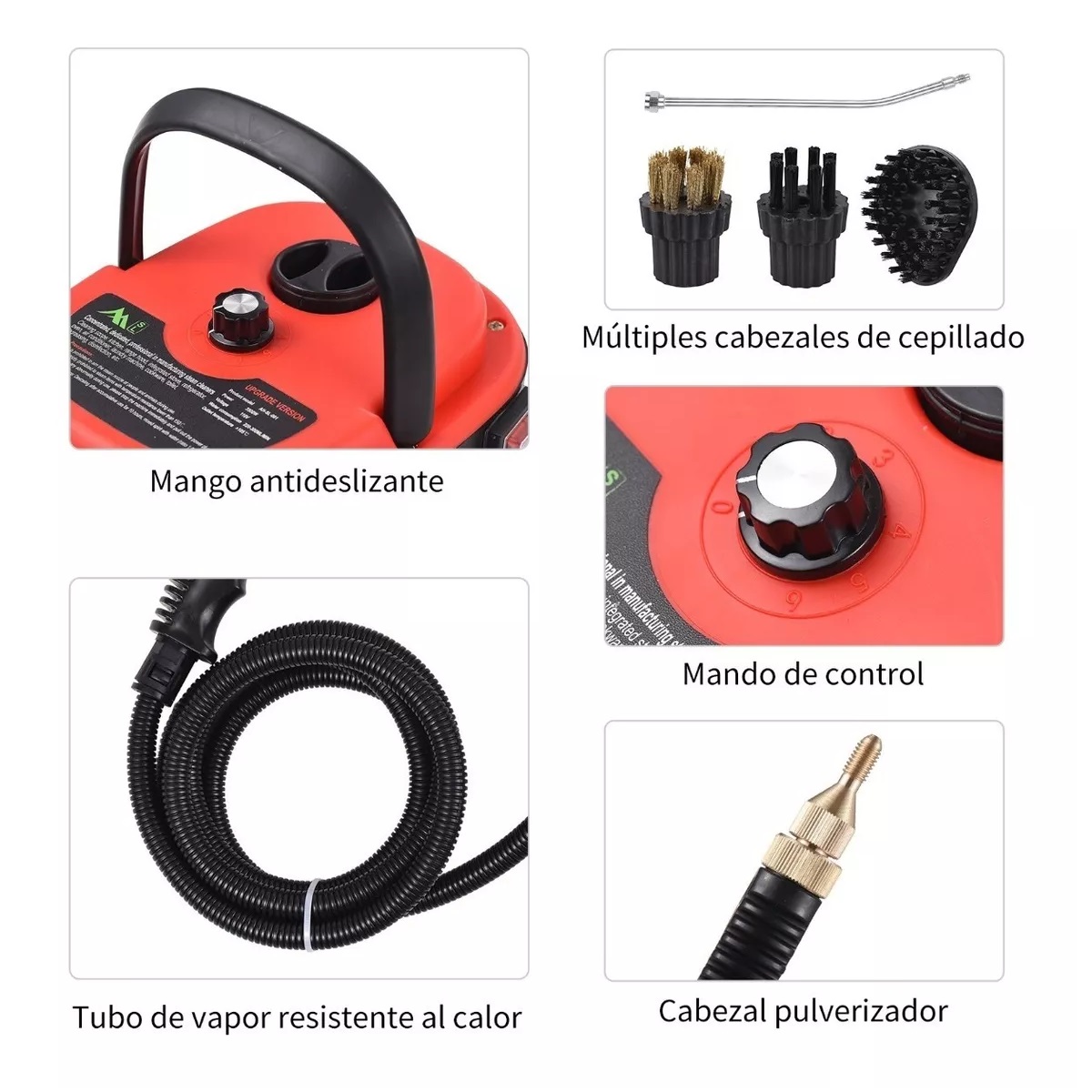 Limpiador A Vapor De Alta Presión Portátil 3500w 6 Marchas Rojo