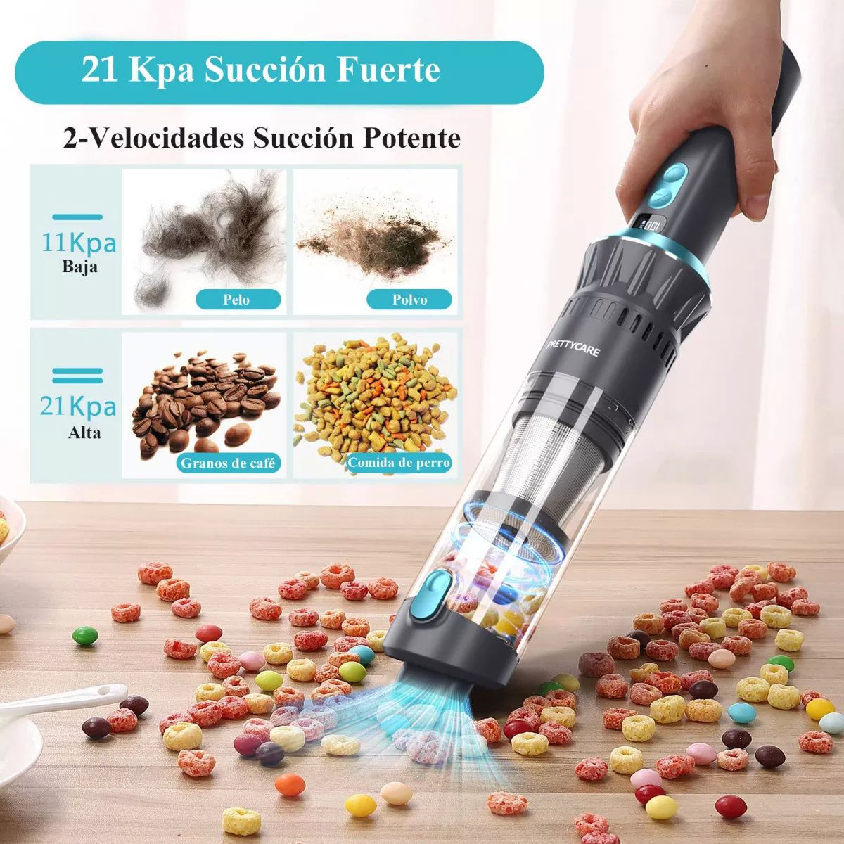 Aspirador Portátil Prettycare H1 Para Auto Hogar 21000pa.