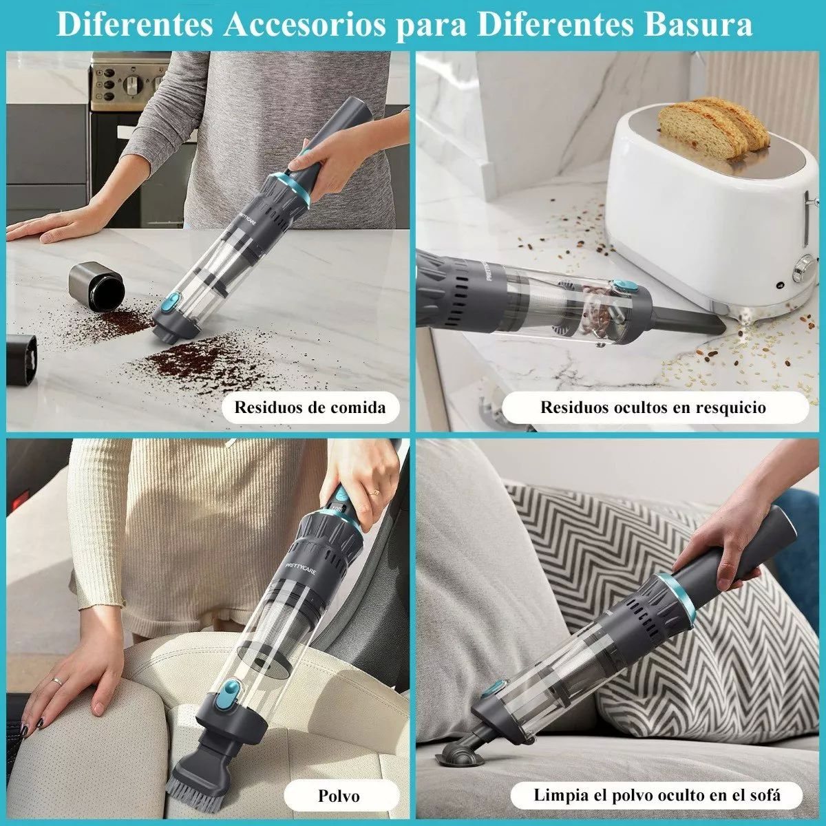 Aspirador Portátil Prettycare H1 Para Auto Hogar 21000pa.