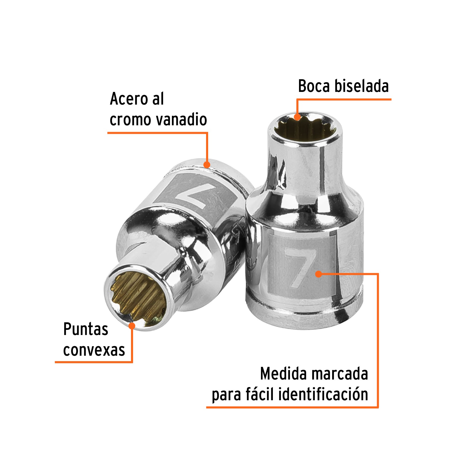 DADO DE 7 MM, 12 PUNTAS, CUADRO 3/8", TRUPER 13627
