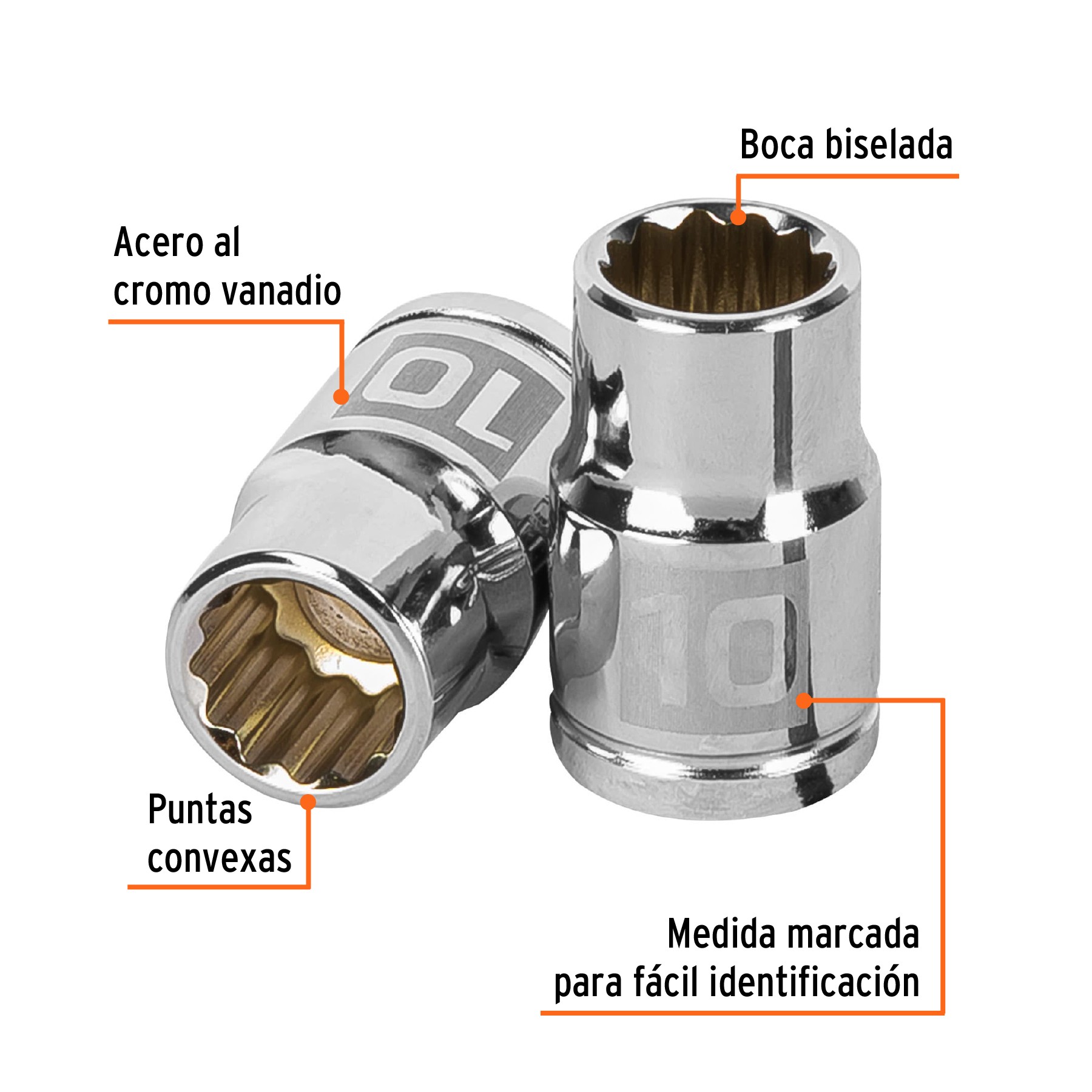 DADO DE 10 MM, 12 PUNTAS, CUADRO 3/8", TRUPER 13630