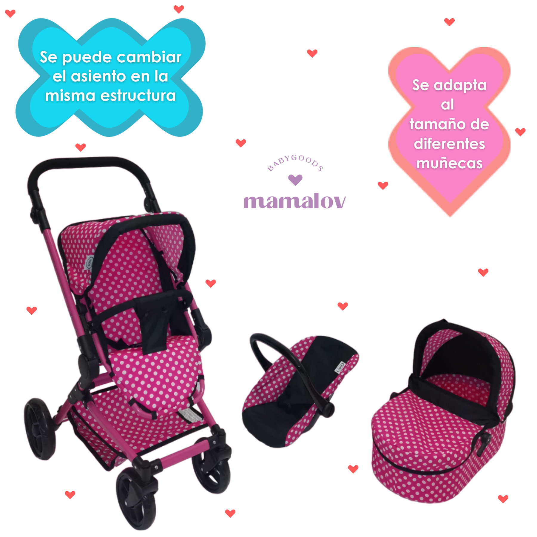 Carriolita De Juguete 3en1 Para Muñecas Ibaby Combo Tré Mimi