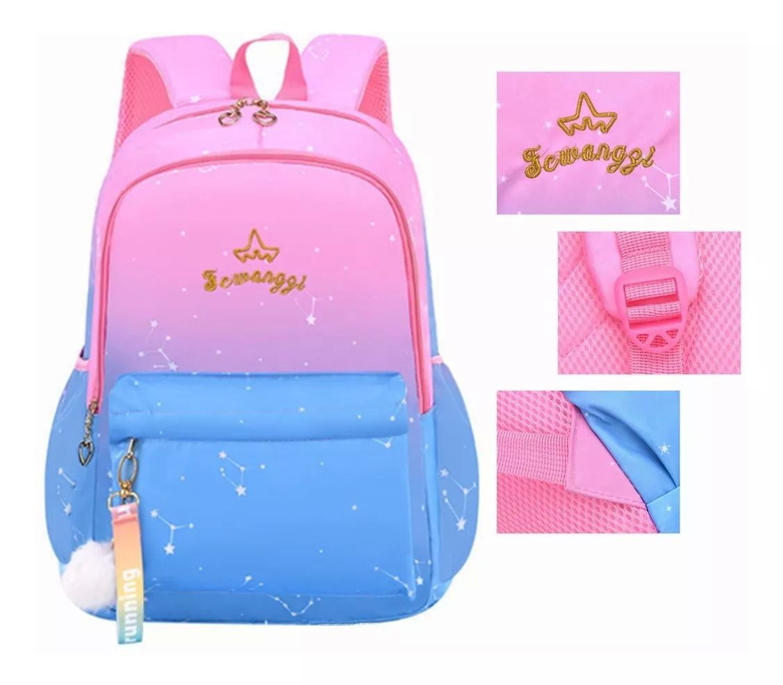 Mochila Para Niña Escolar/primaria Moda Mochilas Infantil AZUL